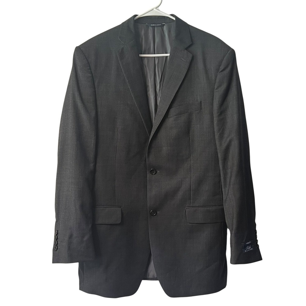 Ralph Lauren Blazer Coat‎ Men's Size 40L Athletic Fit Wool Natural Gray